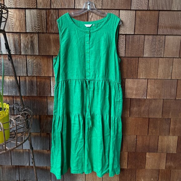 EUC GORMAN Australia Kelly Green Linen Sleeveless Tiered Dress in Women's 2X - Picture 2 of 11